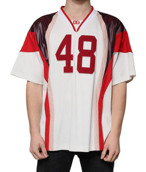 Dolce &amp; Gabbana Multicolor Logo Jersey Cotton V-neck T-shirt