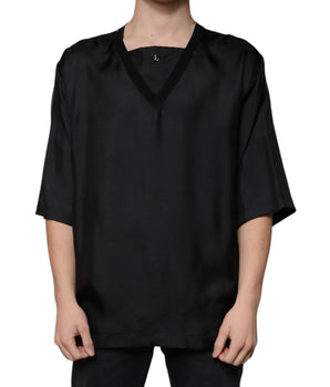 Dolce &amp; Gabbana Black Cotton Square Neck Short Sleeve T-shirt