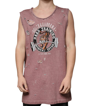Dolce &amp; Gabbana Brown Cotton Round Neck Sleeveless T-shirt