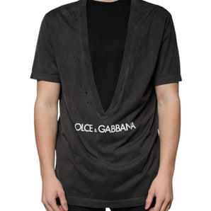 Dolce & Gabbana Black Cotton Crew Neck Short Sleeves T-shirt