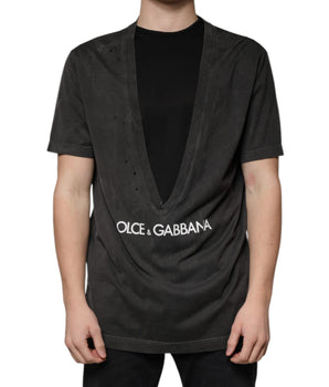 Dolce &amp; Gabbana Black Cotton Crew Neck Short Sleeves T-shirt