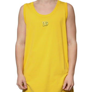 Dolce & Gabbana Yellow Cotton Round Neck Sleeveless T-shirt