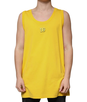 Dolce & Gabbana Yellow Cotton Round Neck Sleeveless T-shirt