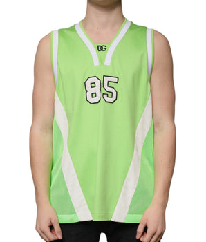 Dolce &amp; Gabbana Green Polyester Jersey Sleeveless T-shirt