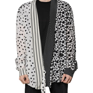 Dolce & Gabbana Black White Polka Dots Silk Men Casual Shirt