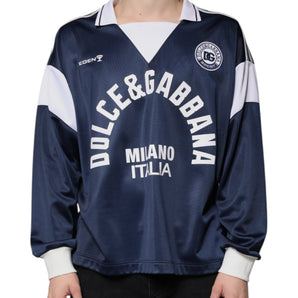 Dolce & Gabbana Blue White Milano Long Sleeve Jersey T-shirt