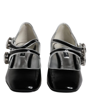 Dolce &amp; Gabbana Black Patent Leather Crystal Mary Jane Pumps Shoes