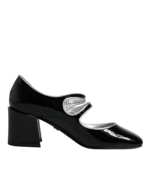 Dolce &amp; Gabbana Black Patent Leather Crystal Mary Jane Pumps Shoes