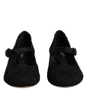 Dolce &amp; Gabbana Black Mary Jane Taormina Lace Pumps Shoes