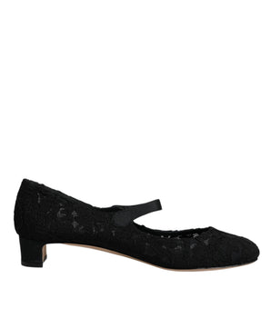 Dolce &amp; Gabbana Black Mary Jane Taormina Lace Pumps Shoes