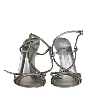 Dolce &amp; Gabbana Silver Crystal Slingback KEIRA Sandals Shoes