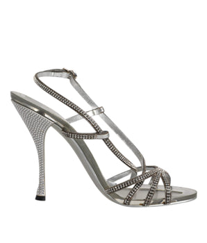 Dolce &amp; Gabbana Silver Crystal Slingback KEIRA Sandals Shoes