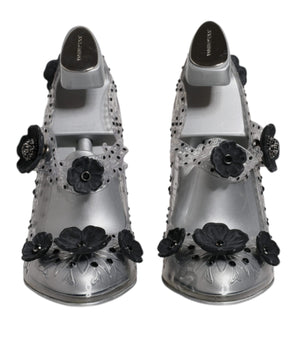 Dolce &amp; Gabbana Clear Floral Crystal CINDERELLA Heels Shoes
