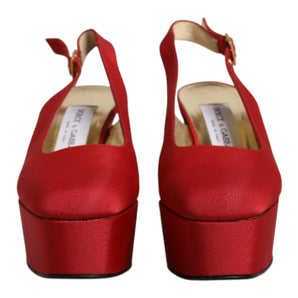 Dolce & Gabbana Red Platform Slingback Heels Sandals Shoes