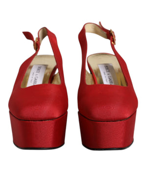 Dolce & Gabbana Red Platform Slingback Heels Sandals Shoes