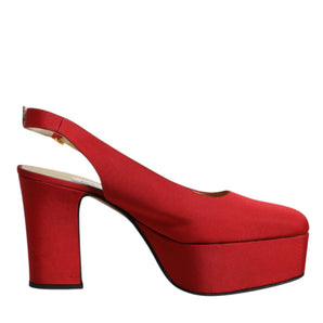 Dolce & Gabbana Red Platform Slingback Heels Sandals Shoes