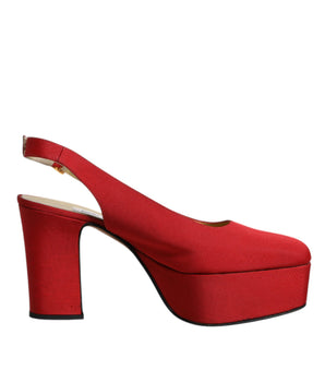Dolce & Gabbana Red Platform Slingback Heels Sandals Shoes