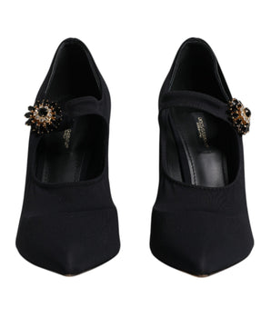 Dolce & Gabbana Black Mary Jane Stretch Crystal Pumps Shoes