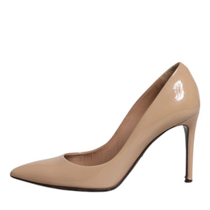 Dolce & Gabbana Beige Patent Leather Stiletto Heel Pumps Shoes