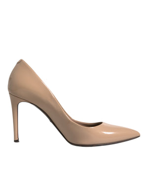 Dolce & Gabbana Beige Patent Leather Stiletto Heel Pumps Shoes