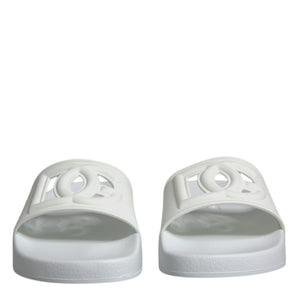 Dolce & Gabbana White Rubber Slides Sandals Beachwear Shoes