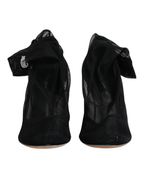 Dolce & Gabbana Black Nylon Stretch Mesh Sock Boots Shoes