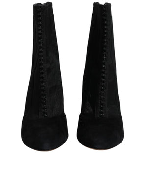 Dolce & Gabbana Black Mesh Stiletto Heels Ankle Boots Shoes