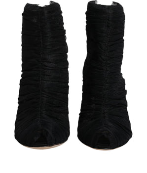 Dolce & Gabbana Black Mesh Stiletto Heels Ankle Boots Shoes