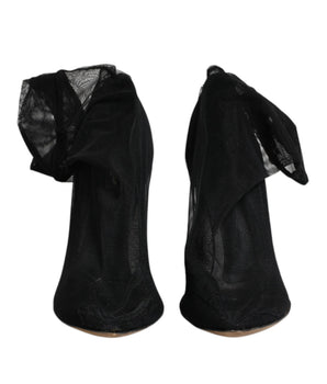 Dolce &amp; Gabbana Black Nylon Stretch Mesh Sock Boots Shoes