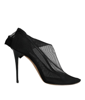 Dolce &amp; Gabbana Black Nylon Stretch Mesh Sock Boots Shoes