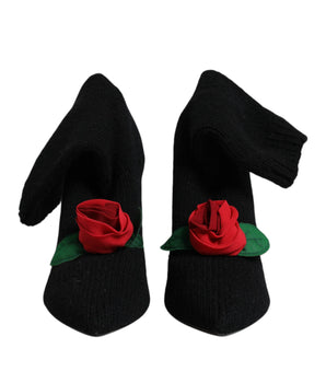 Dolce & Gabbana Black Stiletto Heels Mid Calf Boots Shoes