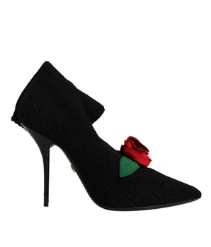 Dolce & Gabbana Black Stiletto Heels Mid Calf Boots Shoes