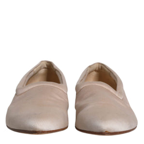 Dolce & Gabbana Beige Fabric Slip On Ballerina Flats Shoes