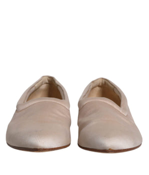 Dolce & Gabbana Beige Fabric Slip On Ballerina Flats Shoes