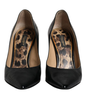 Dolce &amp; Gabbana Black Calf Leather Stiletto Heels Pumps Shoes