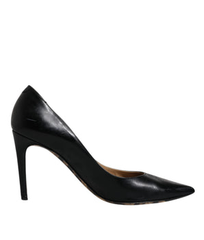Dolce &amp; Gabbana Black Calf Leather Stiletto Heels Pumps Shoes