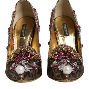 Dolce & Gabbana Multicolor Embellished Jacquard Pumps Shoes