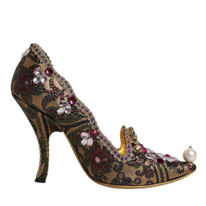 Dolce & Gabbana Multicolor Embellished Jacquard Pumps Shoes