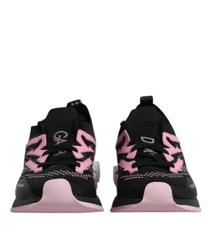 Dolce &amp; Gabbana Black Pink SORRENTO Sport Stretch Sneakers Shoes