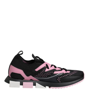 Dolce &amp; Gabbana Black Pink SORRENTO Sport Stretch Sneakers Shoes