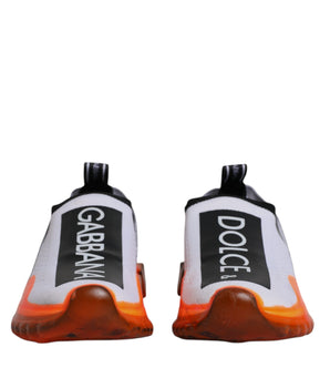 Dolce &amp; Gabbana White Orange Slip On Sorrento Sneakers Shoes