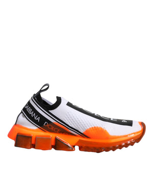 Dolce &amp; Gabbana White Orange Slip On Sorrento Sneakers Shoes