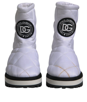 Dolce & Gabbana White Viscose Padded Mid Calf Boots Shoes