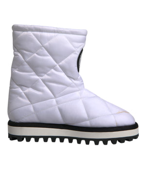 Dolce & Gabbana White Viscose Padded Mid Calf Boots Shoes