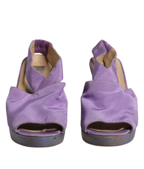 Dolce &amp; Gabbana Purple Platform Slingback Heels Sandals Shoes