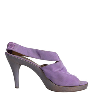 Dolce &amp; Gabbana Purple Platform Slingback Heels Sandals Shoes