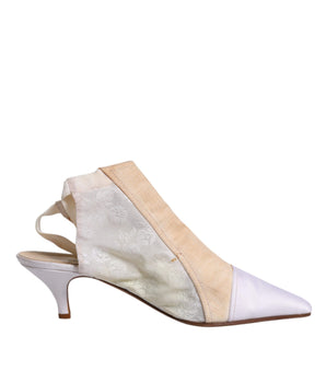 Dolce &amp; Gabbana Multicolor Patchwork Heels Slingback Shoes