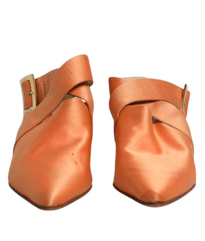 Dolce &amp; Gabbana Orange Kitten Heels Slingback Sandals Shoes