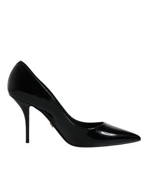 Dolce &amp; Gabbana Black Patent Leather High Heels Pumps Shoes