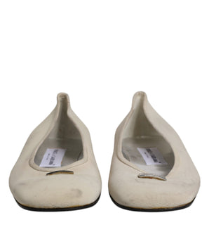 Dolce &amp; Gabbana Beige Fabric Slip On Ballerina Flats Shoes
